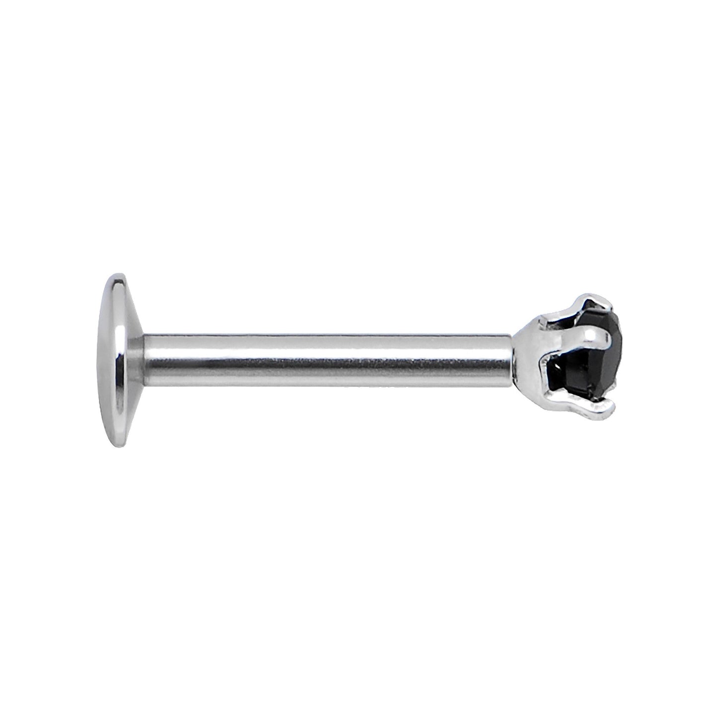 16G Black 2mm Gem Internally Threaded Labret Monroe Tragus