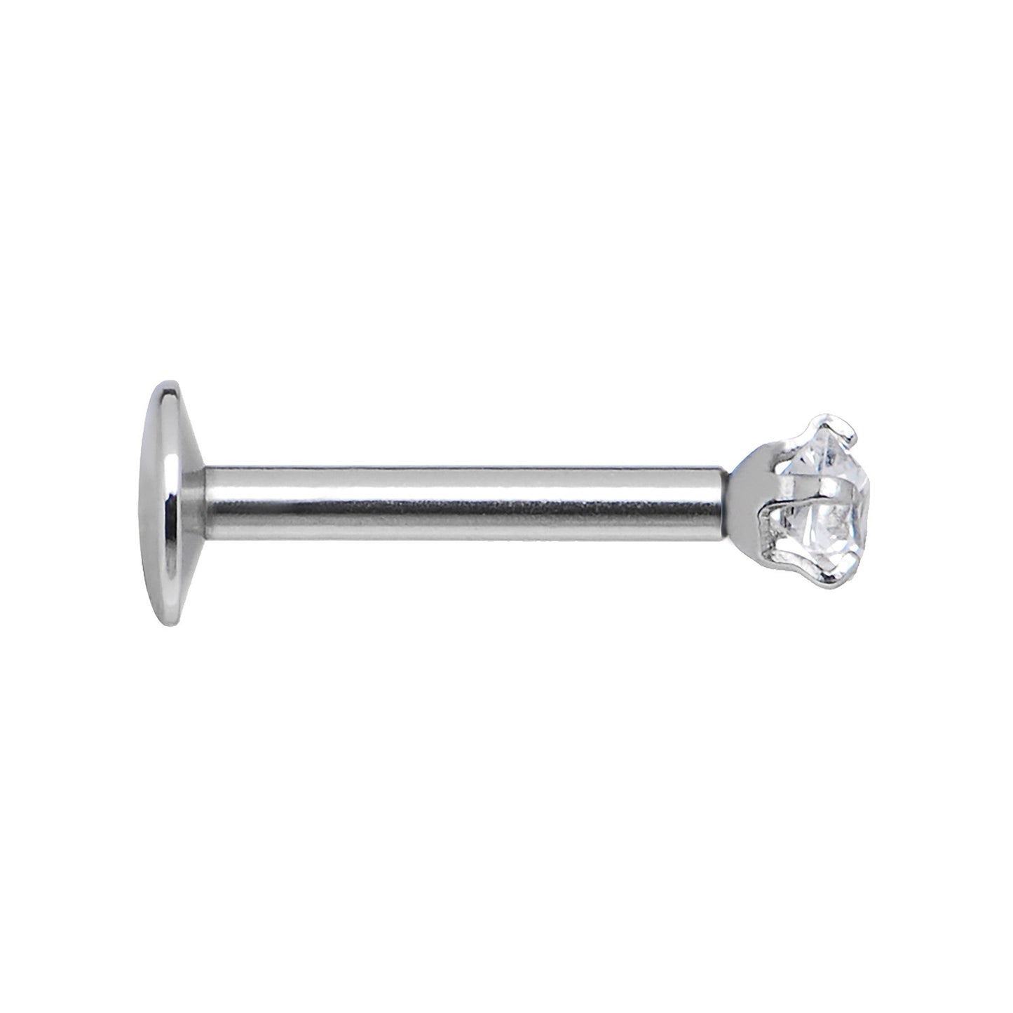 16G Clear 3mm Square Gem Internally Threaded Labret Monroe Tragus