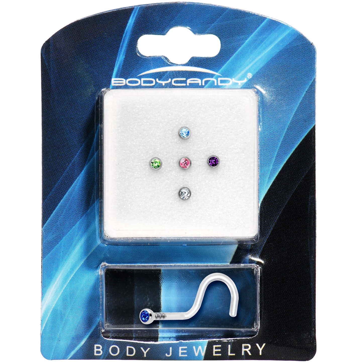 18G Bioplast CZ Nose Ring Pack Set