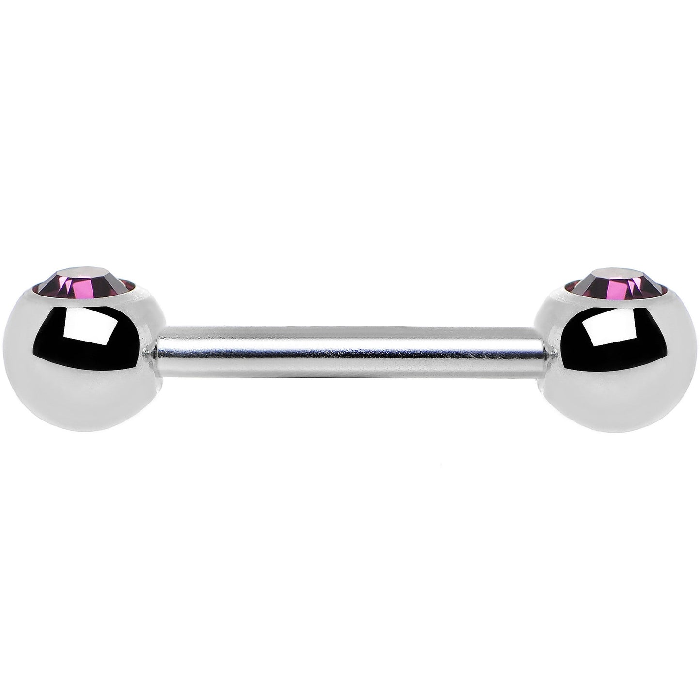 Purple Gem Double Front Facing Steel Nipple Barbell Set