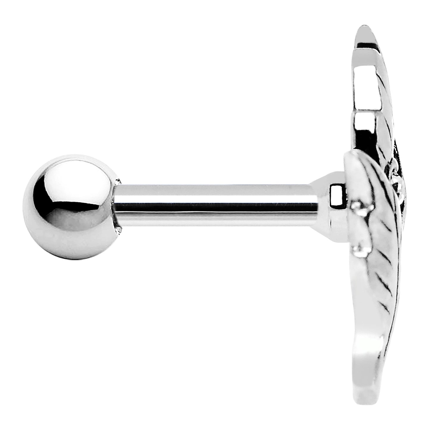 Silver 925 Clear Gem Leaf Cartilage Tragus Earring