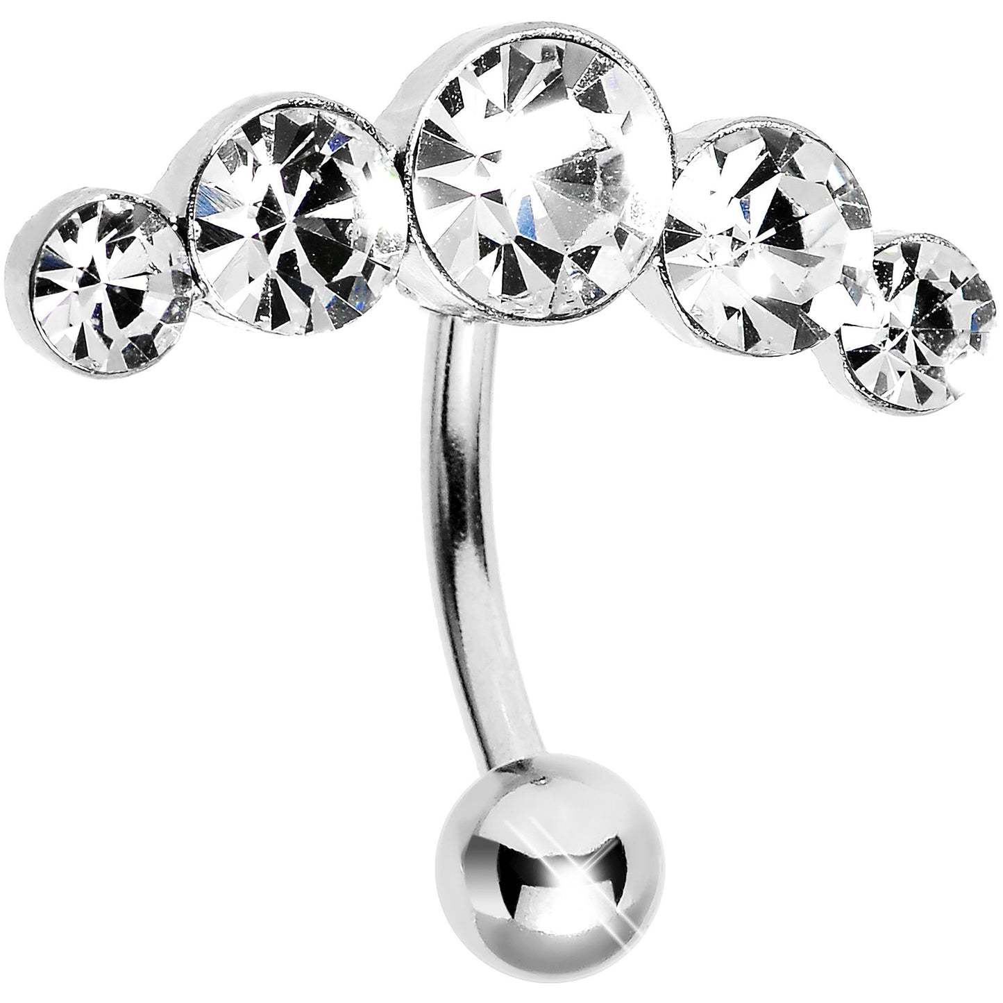 Crystalline Gem Five Across Top Mount Belly Ring