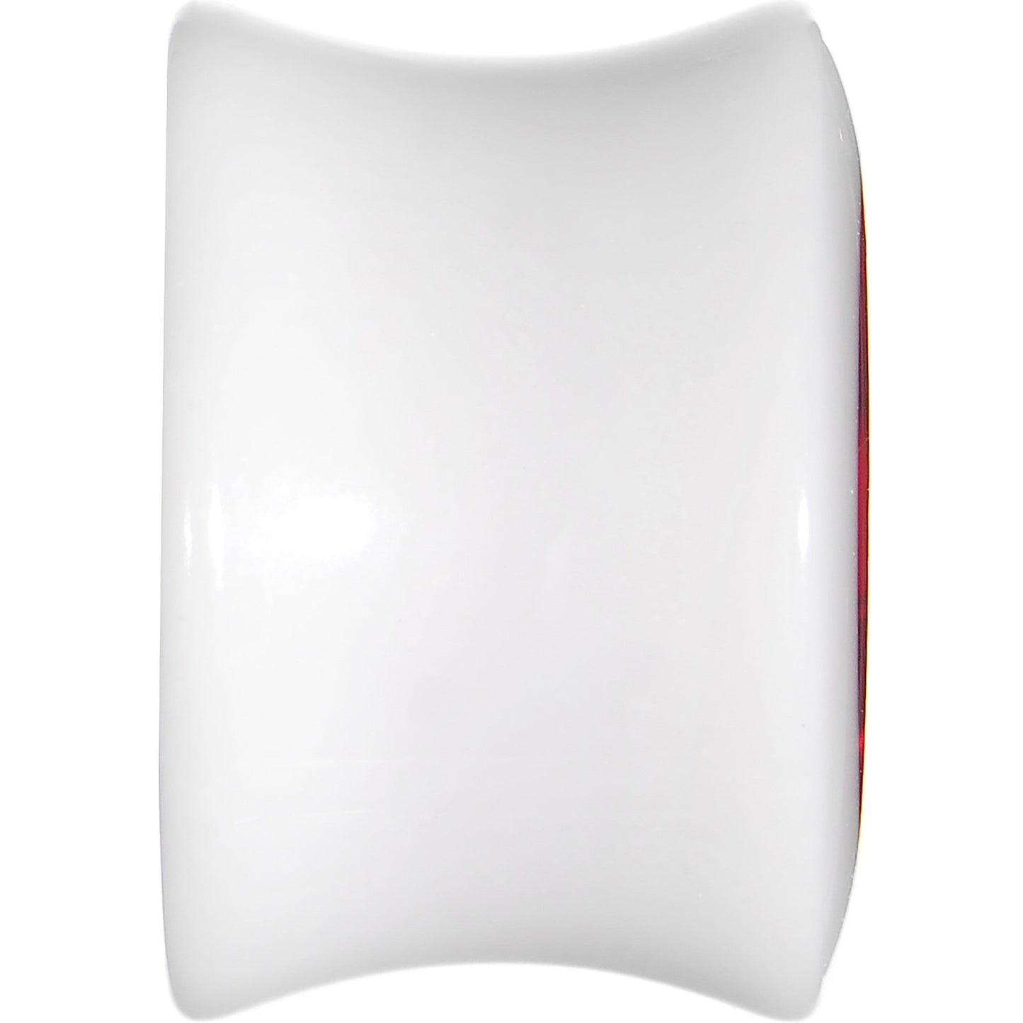 9/16 White Acrylic Red Metallic Rose Flower Plug
