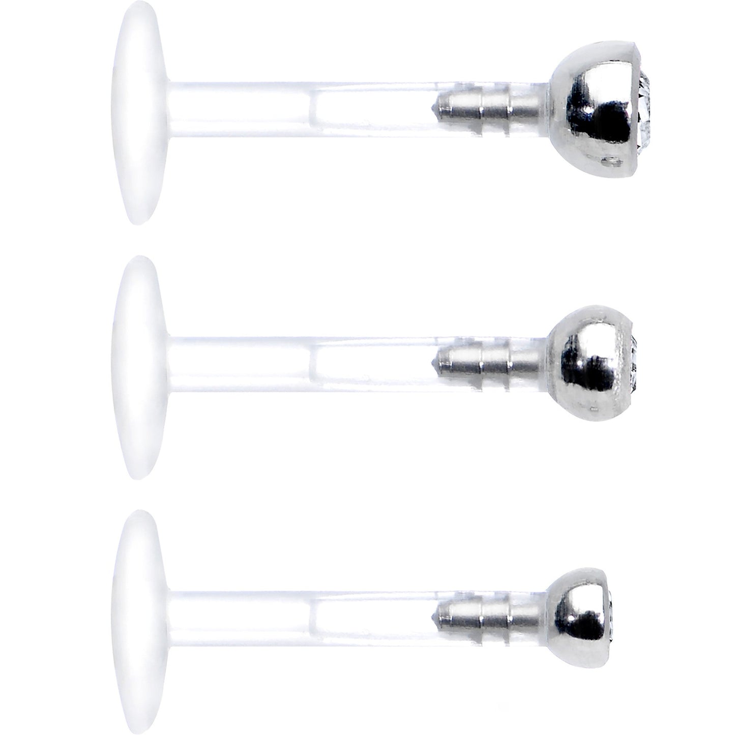 16G 5/16 Clear Gem Bioplast Triple Forward Helix Barbell 3 Pack Set
