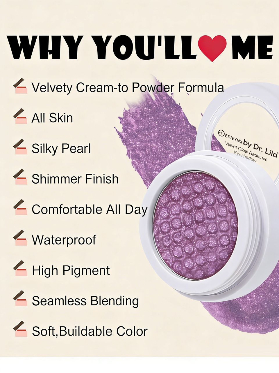 Crease-Proof Creamy Eyeshadow, 20 Shades