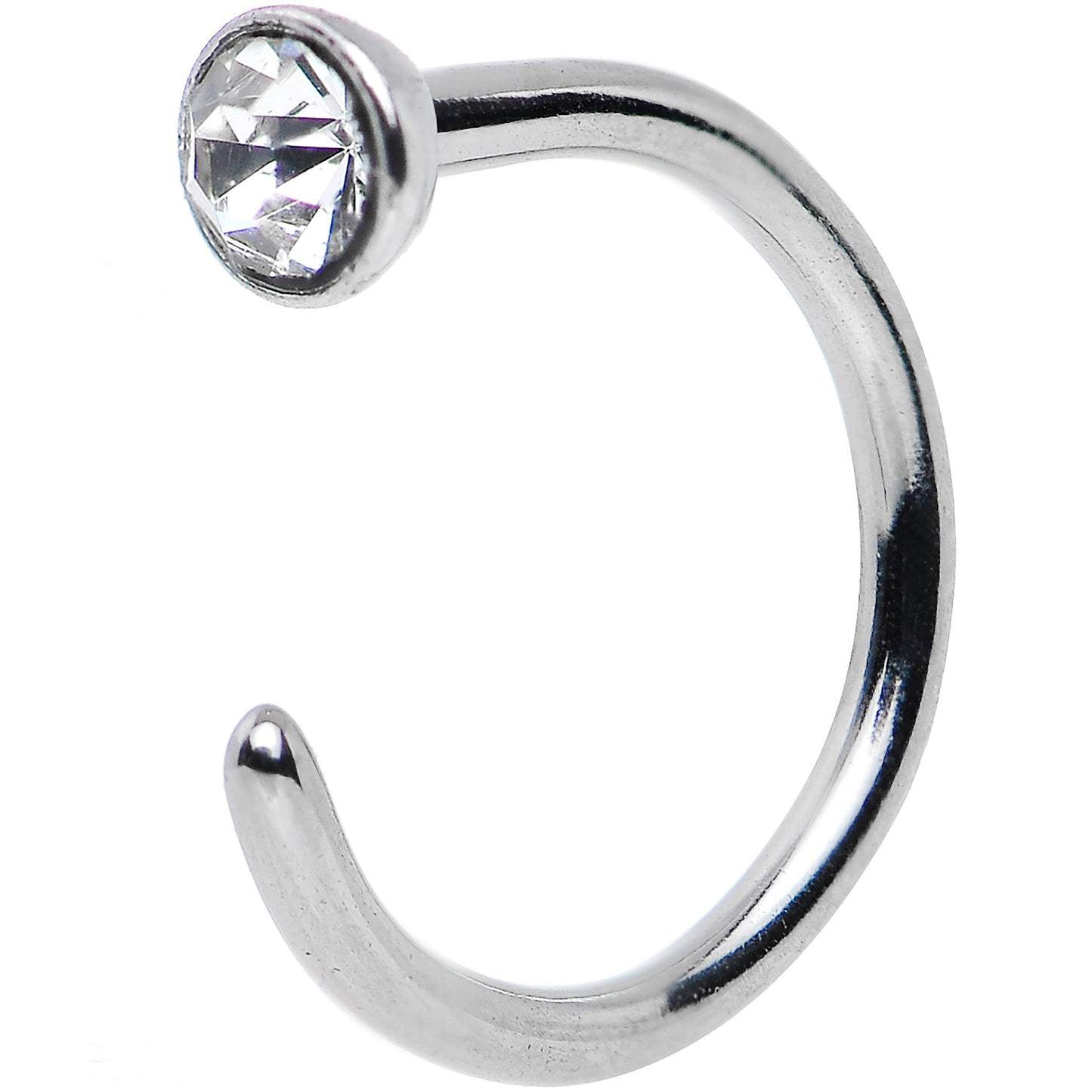 20G 1/4 Clear Gem Stainless Steel Nose Hoop