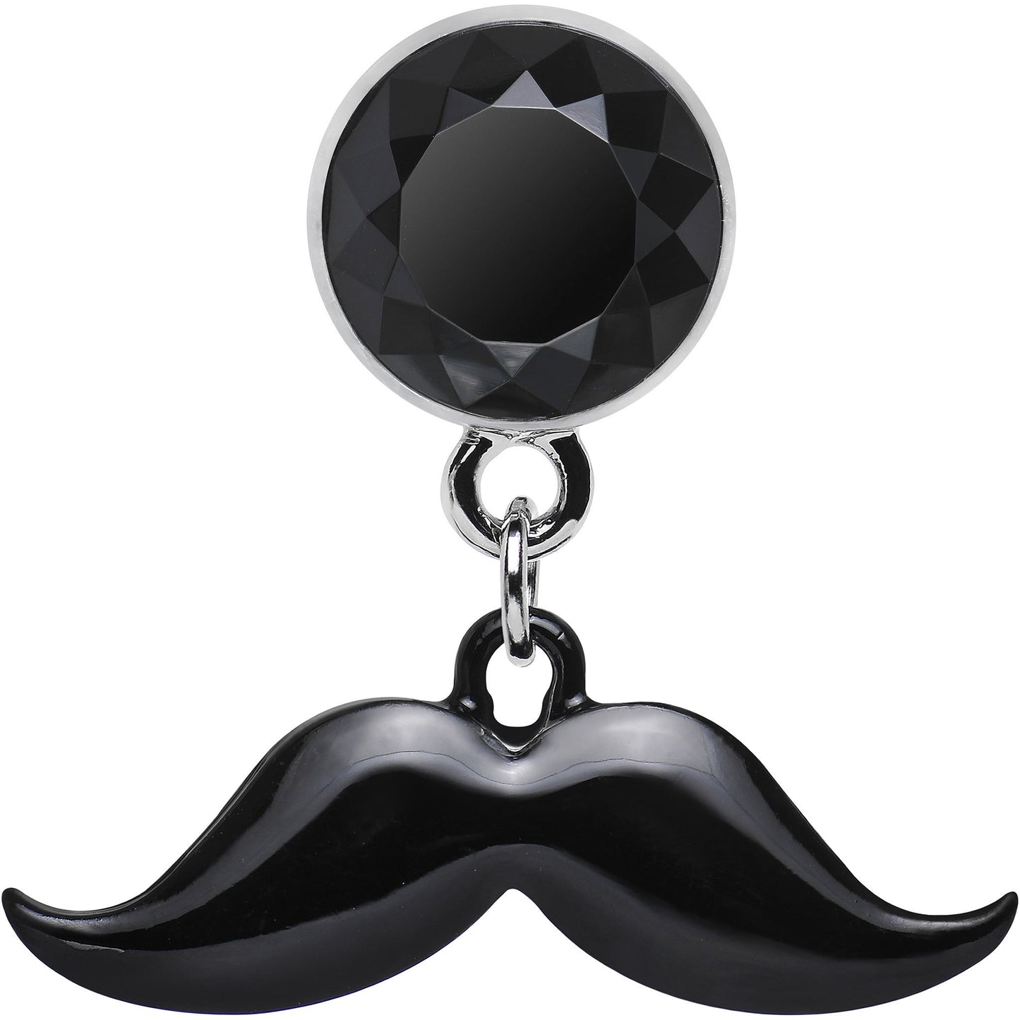 4G Black Dangling Mustache Steel Plug