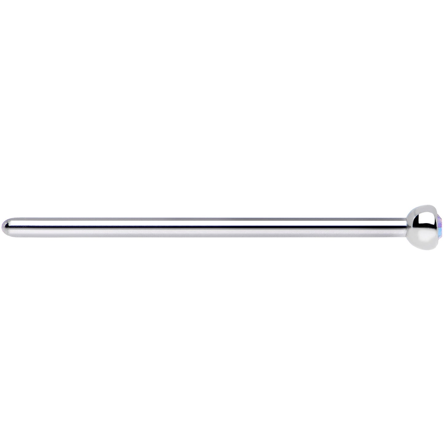 18G 3/4 Aurora CZ Steel Straight Fishtail Nose Ring 2.5mm