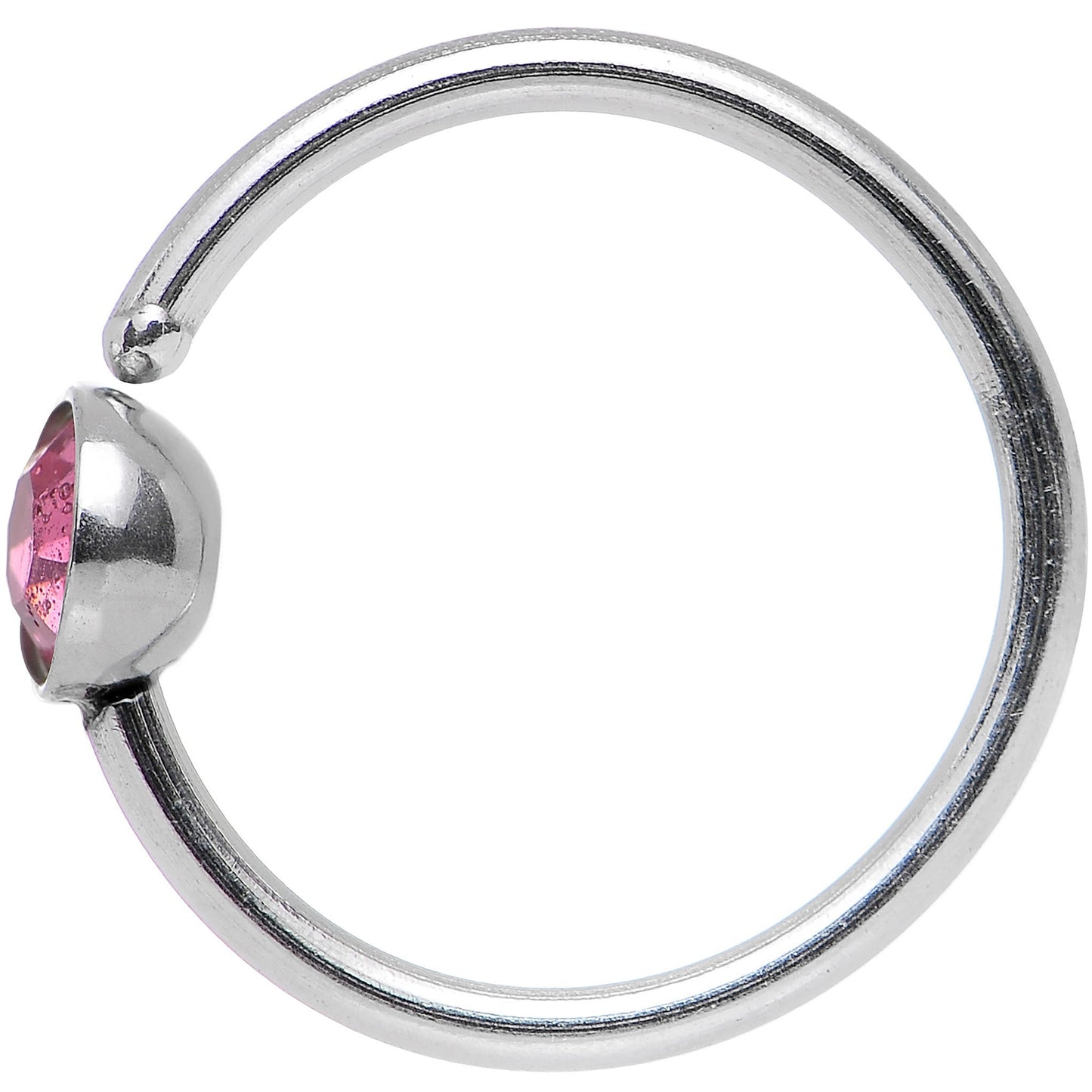 20G 5/16 Stainless Steel Bright Pink Gem Round Nose Hoop