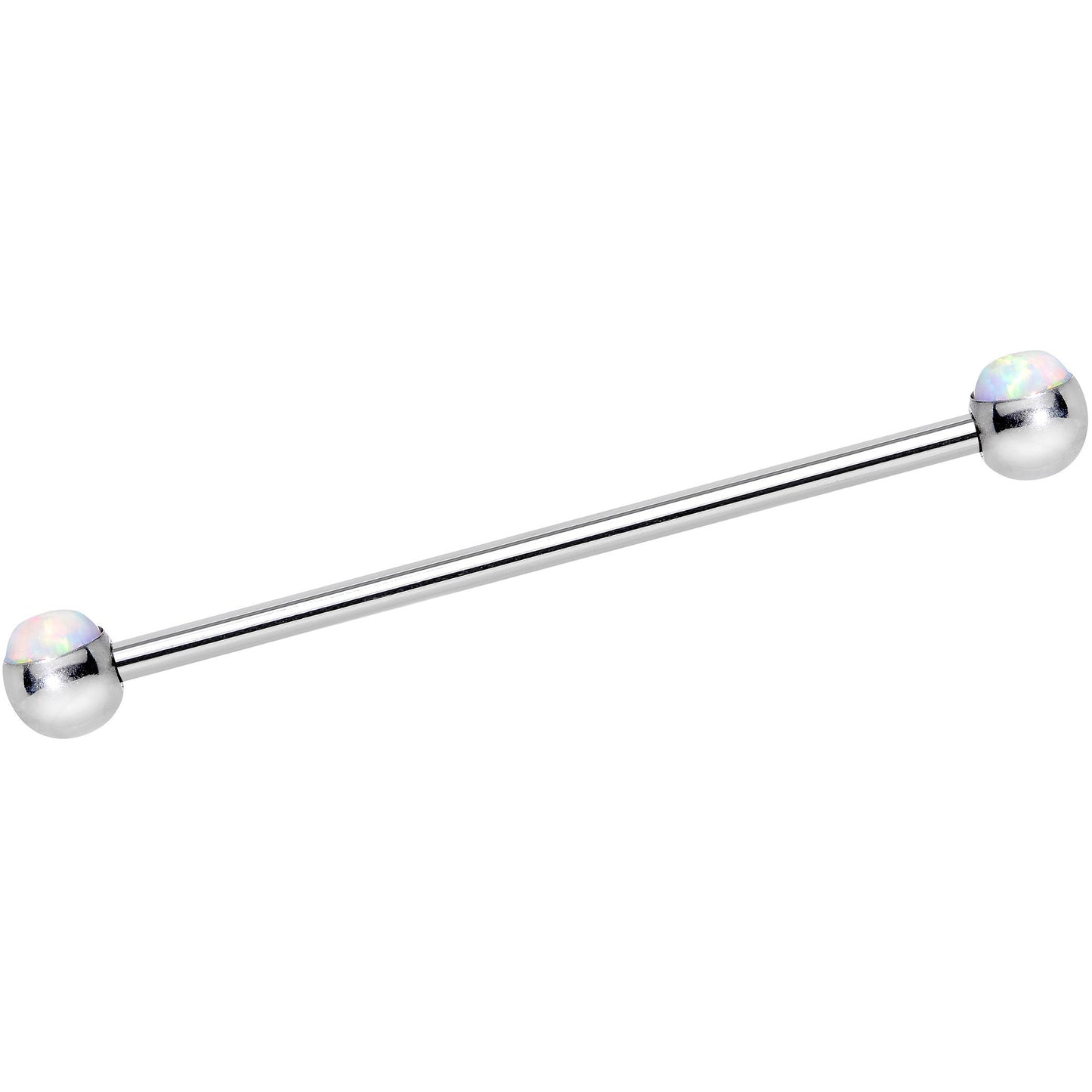 316L Stainless Steel White Faux Opal Industrial Barbell 36mm