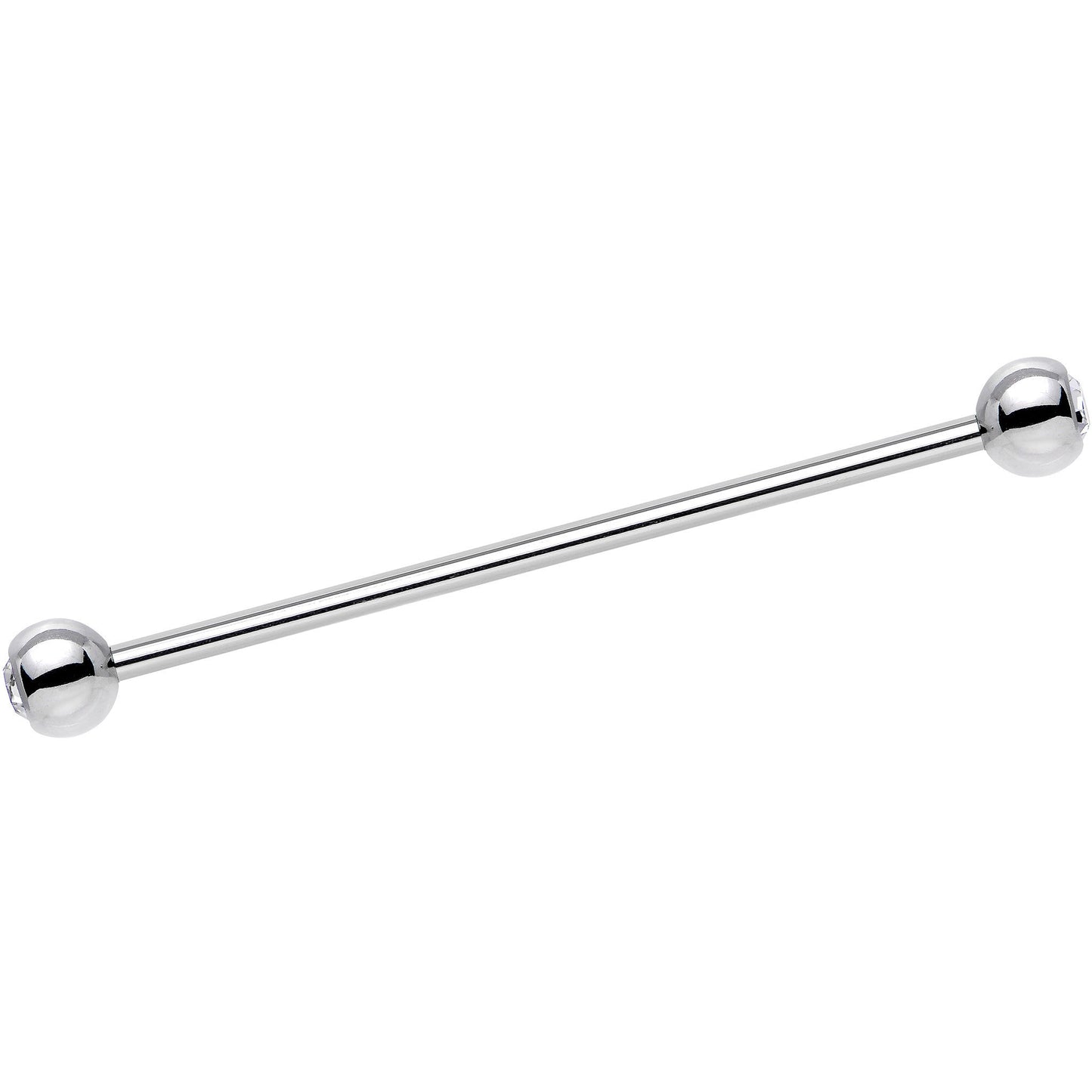 Double Gem Stainless Steel Industrial Barbell 38mm