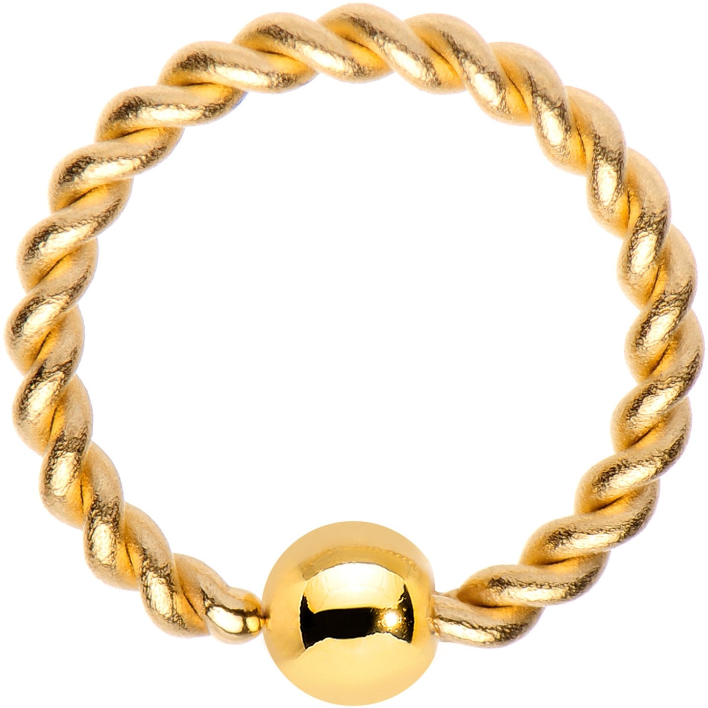 16G 5/16 Gold Tone IP Seriously Twisted BCR Captive Ring