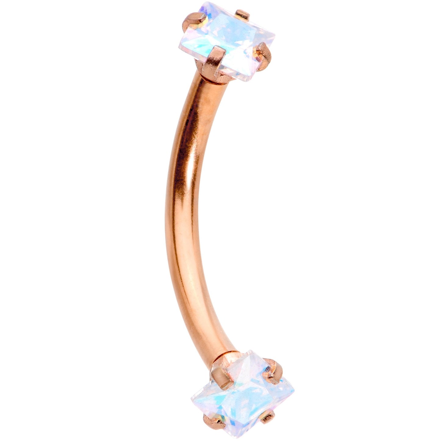 3/8 Clear Gem Anodized Curved Eyebrow Ring Set of 3