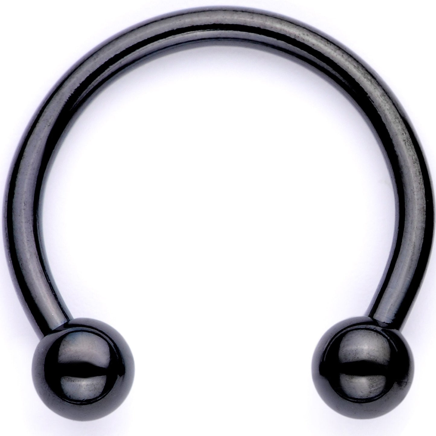 16G 3/8 Pink Faux Opal Black Anodized Horseshoe Closure Ring Set