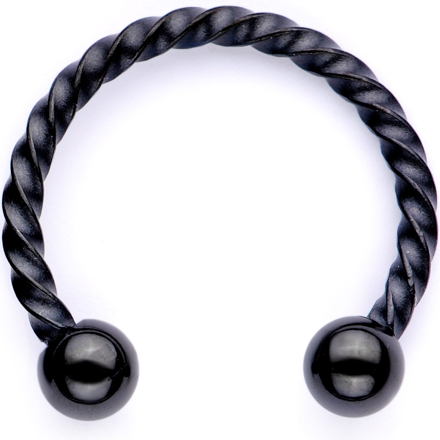 16G 3/8 Pink Faux Opal Black Anodized Horseshoe Closure Ring Set