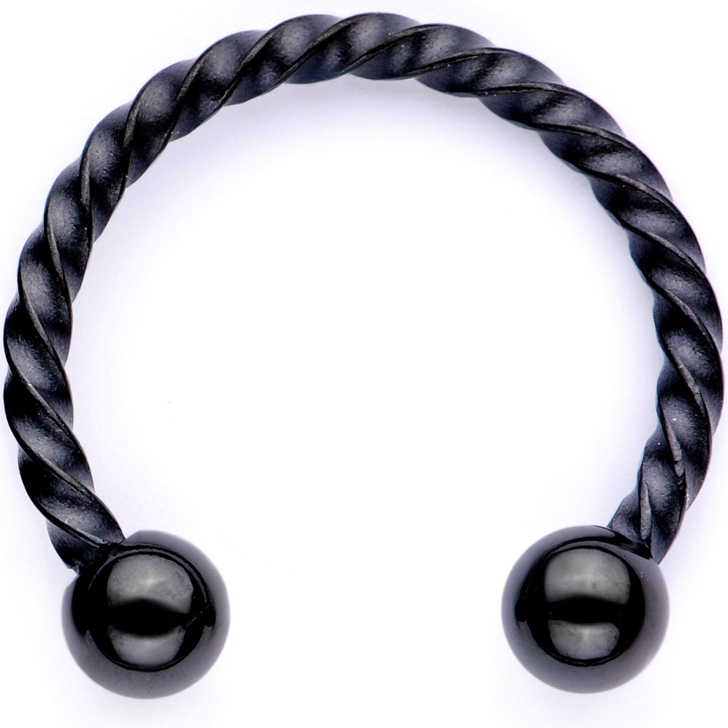 16G 3/8 Teal Faux Opal Black Anodized Horseshoe Closure Ring Set