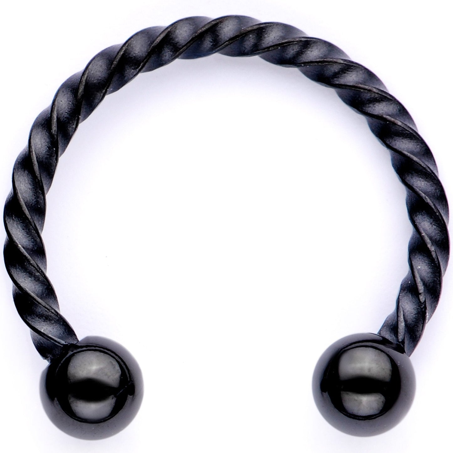 16G Teal Faux Opal Black Anodized Twisted Horseshoe Clip On Fake Septum Ring Set