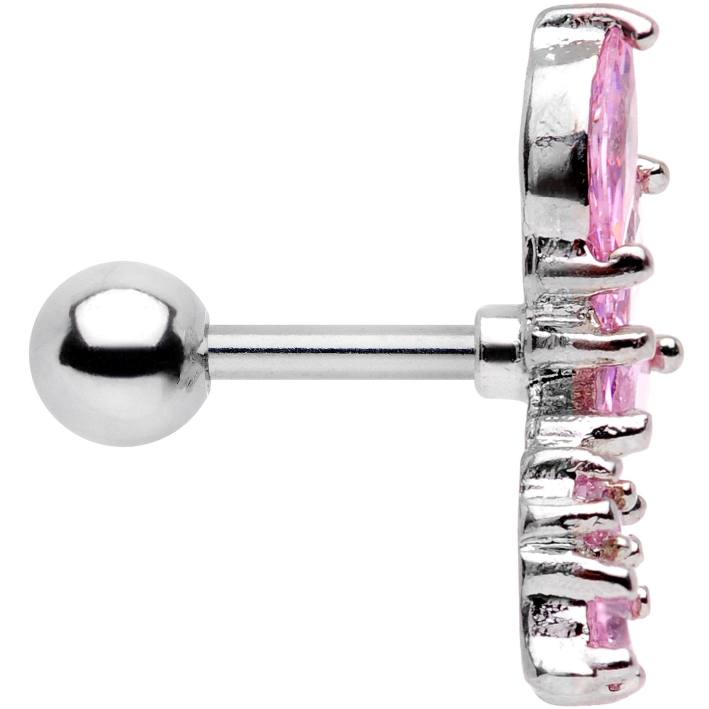 16G 1/4 Pink Gem Dewdrop Cluster Cartilage Tragus Earring