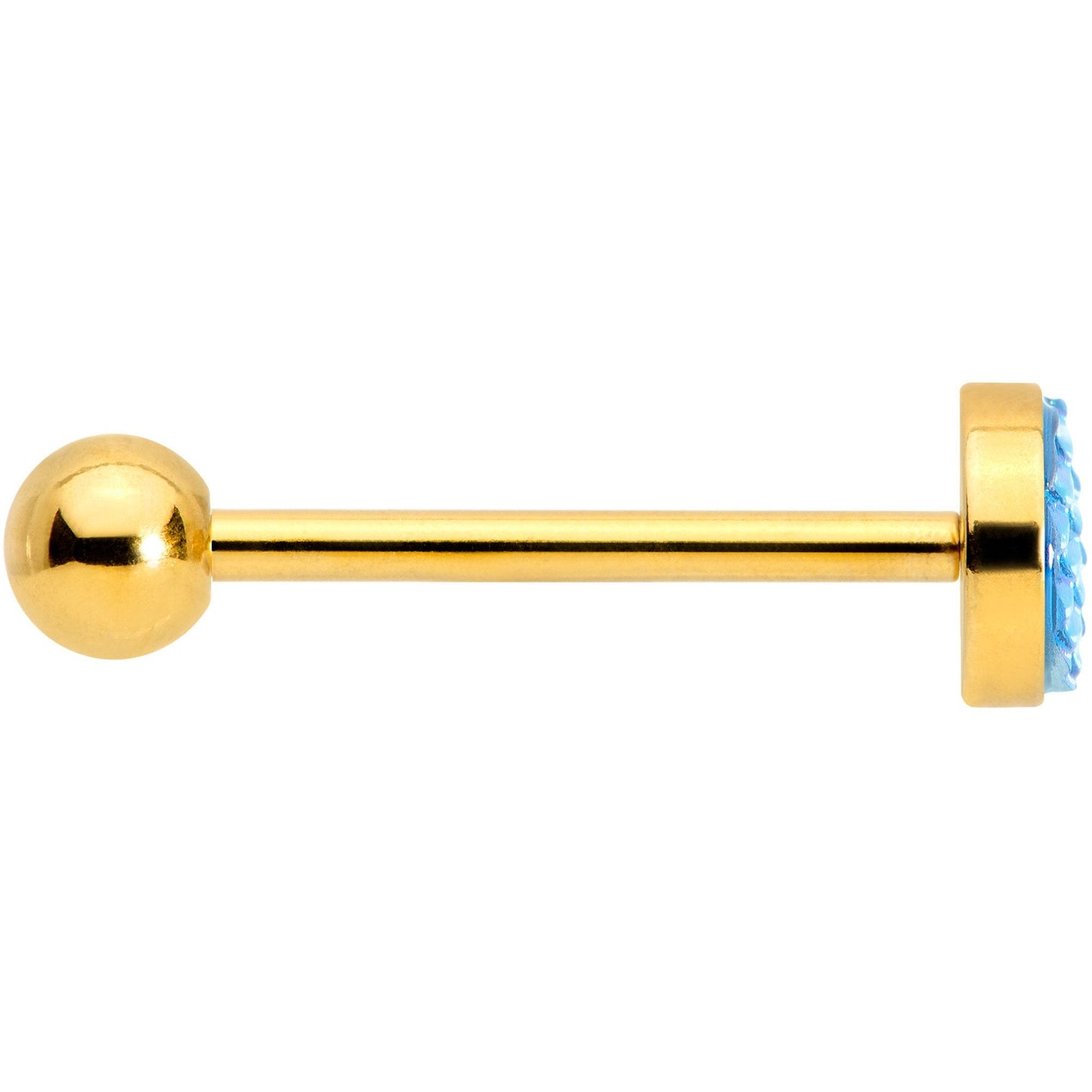 Gold PVD Aqua Mermaid Scale Barbell Tongue Ring