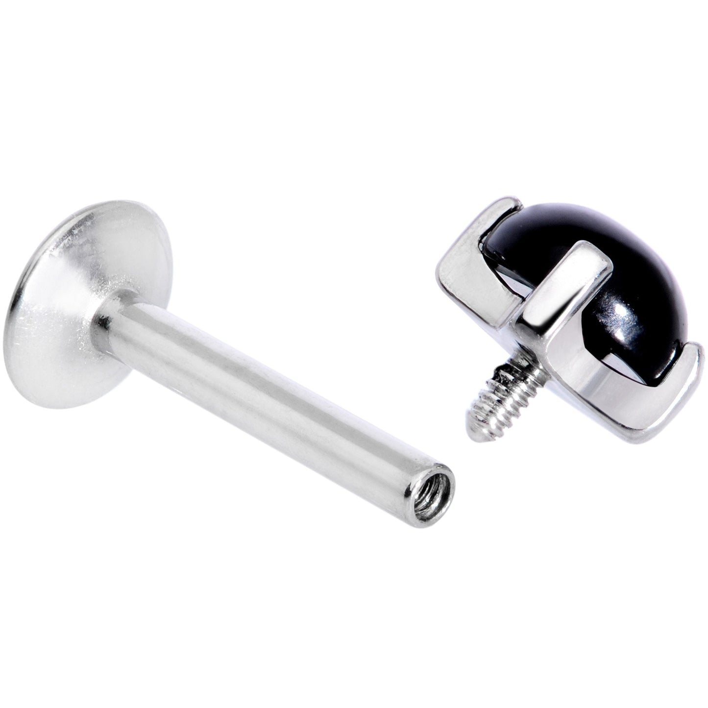 16G 5/16 Black Agate Internally Threaded Labret Monroe Tragus