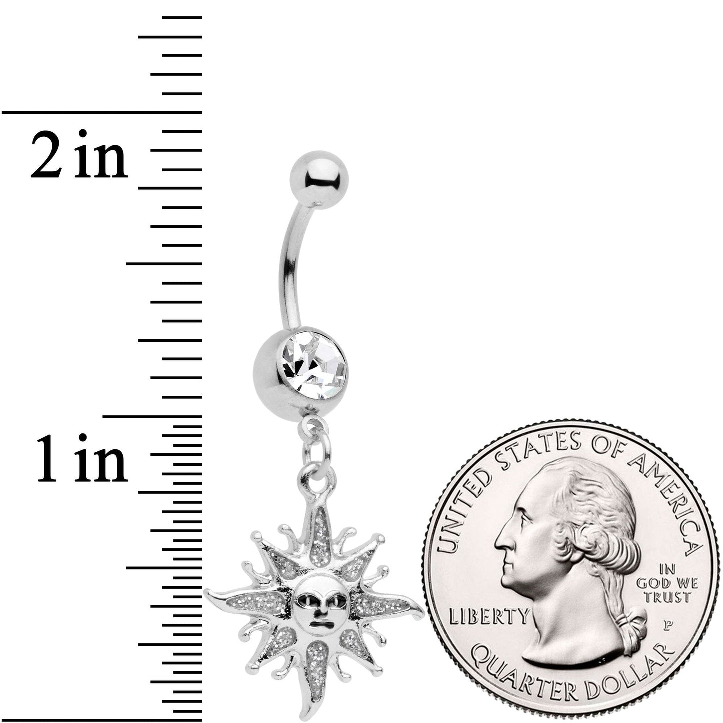 Clear Gem Celestial Sun Dangle Belly Ring