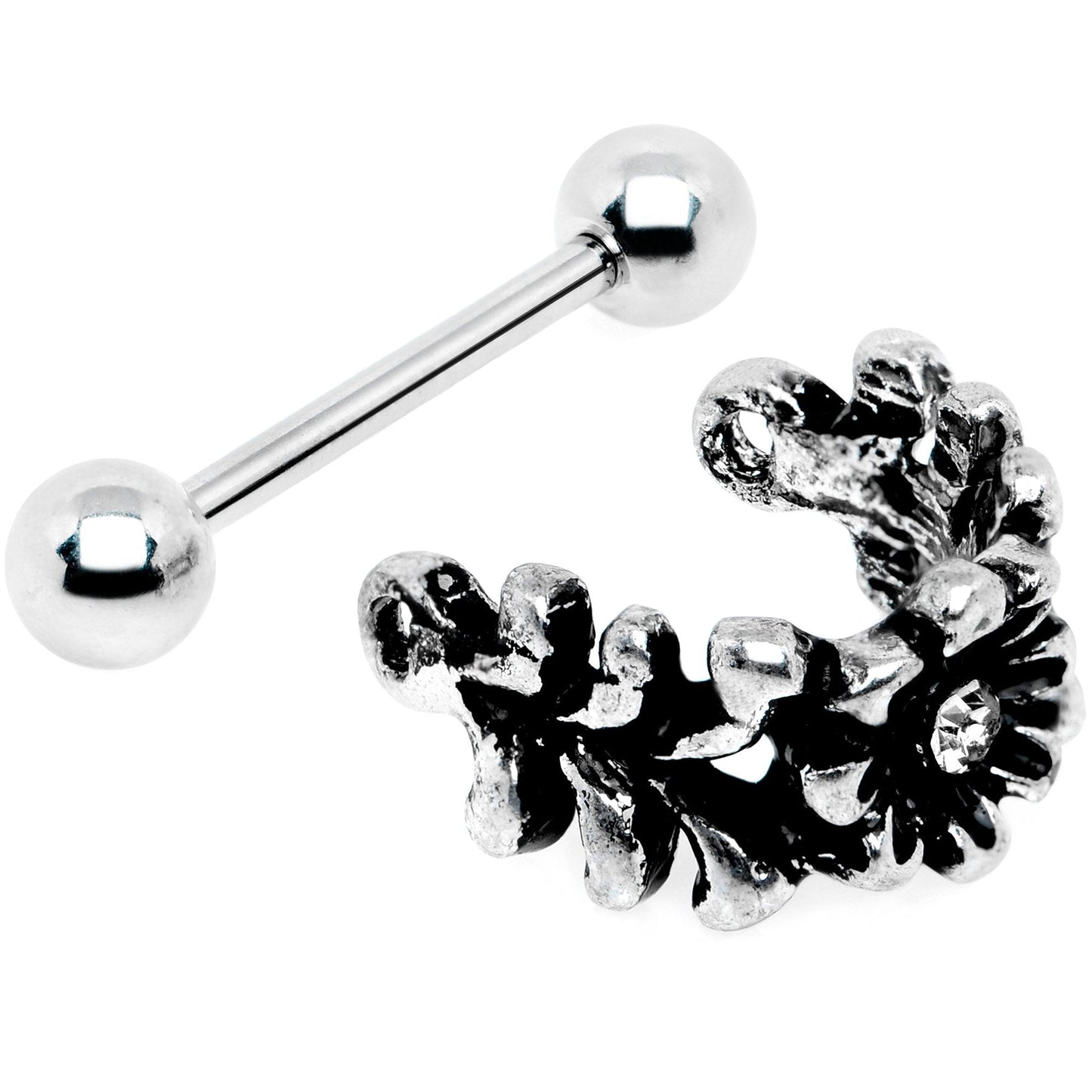 16G 3/8 Clear Gem Floral Wreath Cuff Cartilage Earring