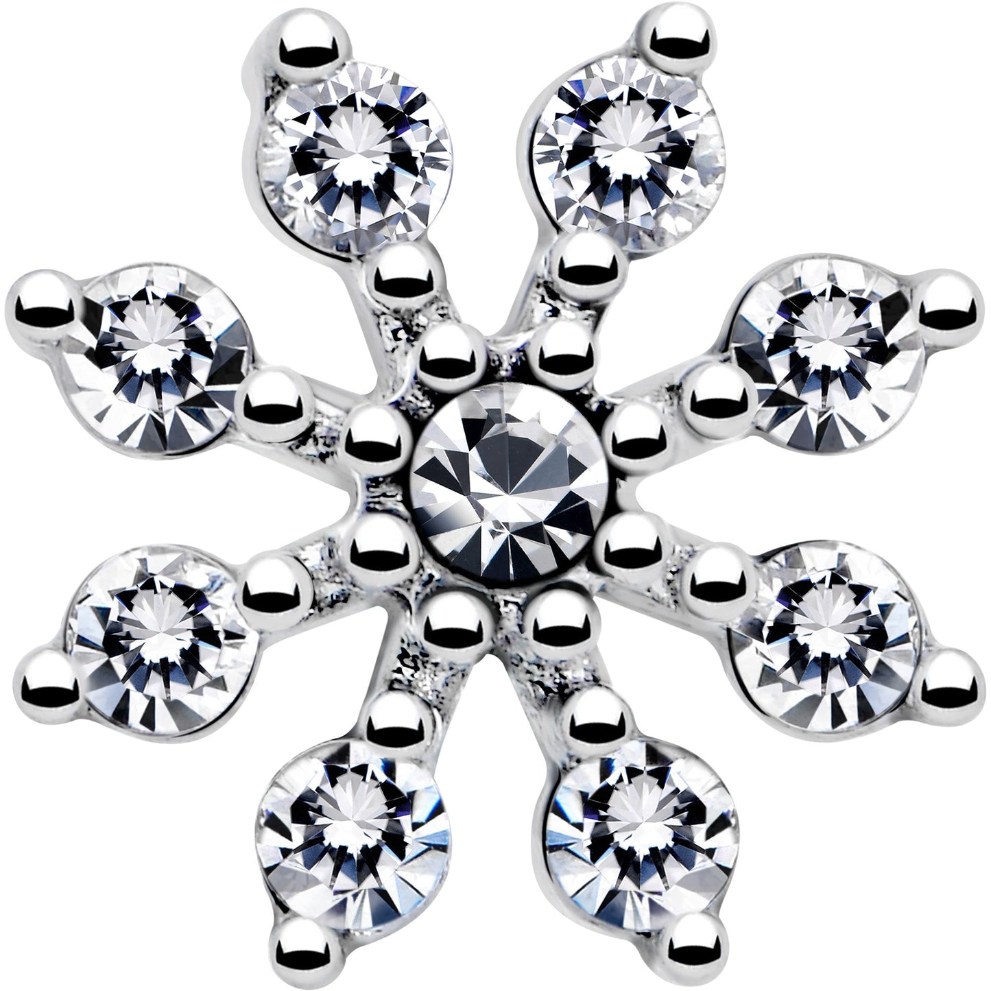 20G 1/4 Clear CZ Gem Flower L Shaped Nose Ring