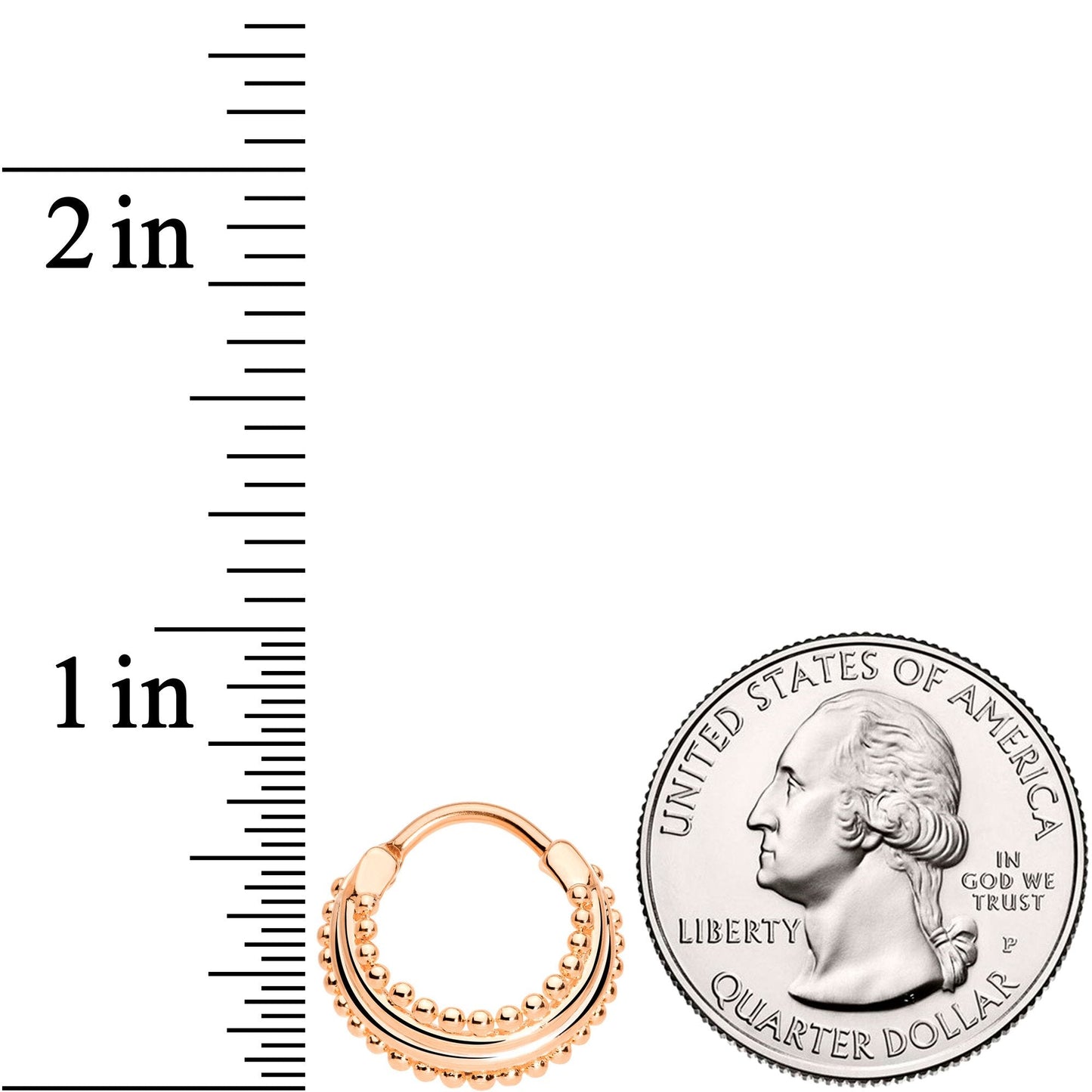 16G 3/8 Rose Gold Tone Delicate Dots Hinged Septum Ring