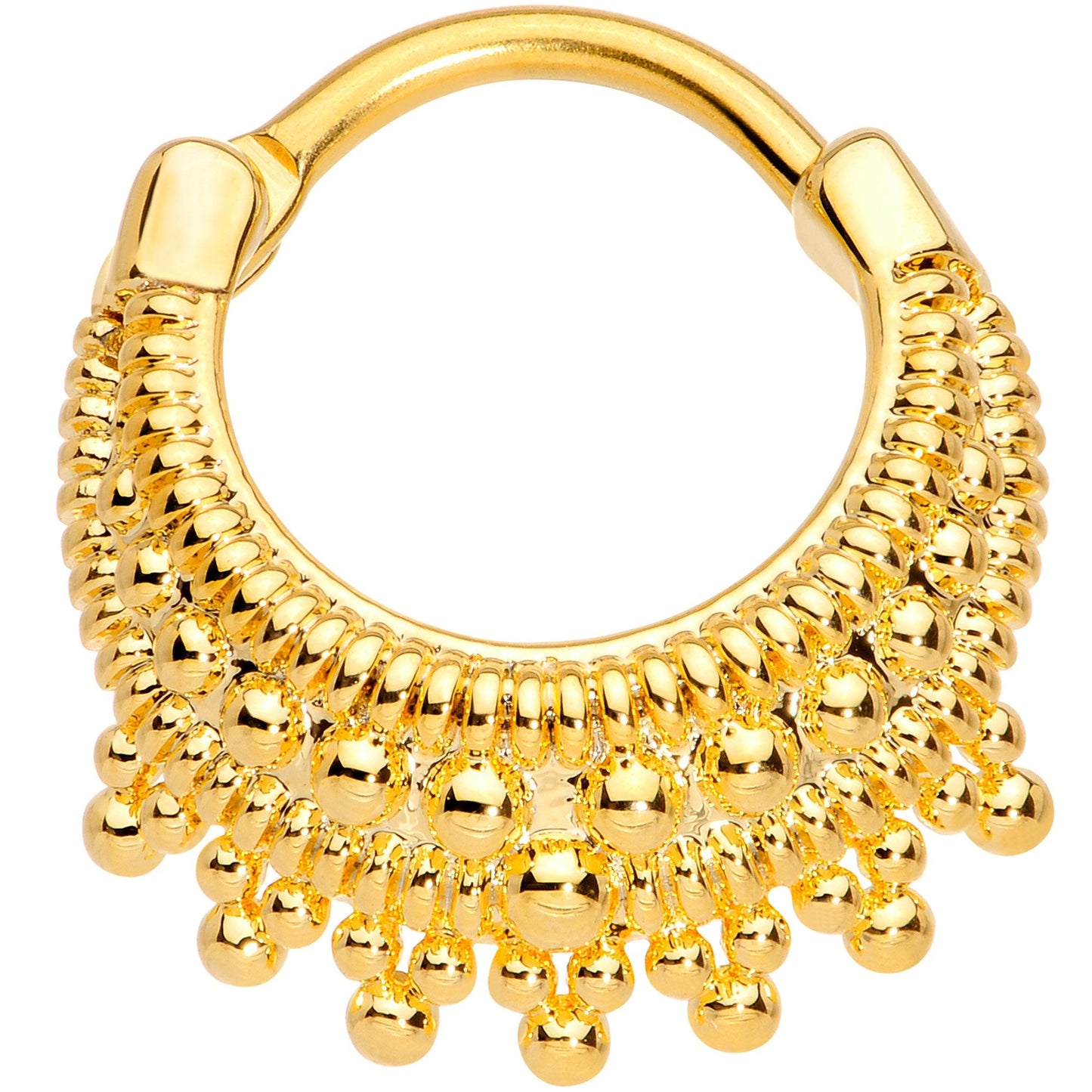 16G 3/8 Gold Tone Debutante Fashion Hinged Septum Ring