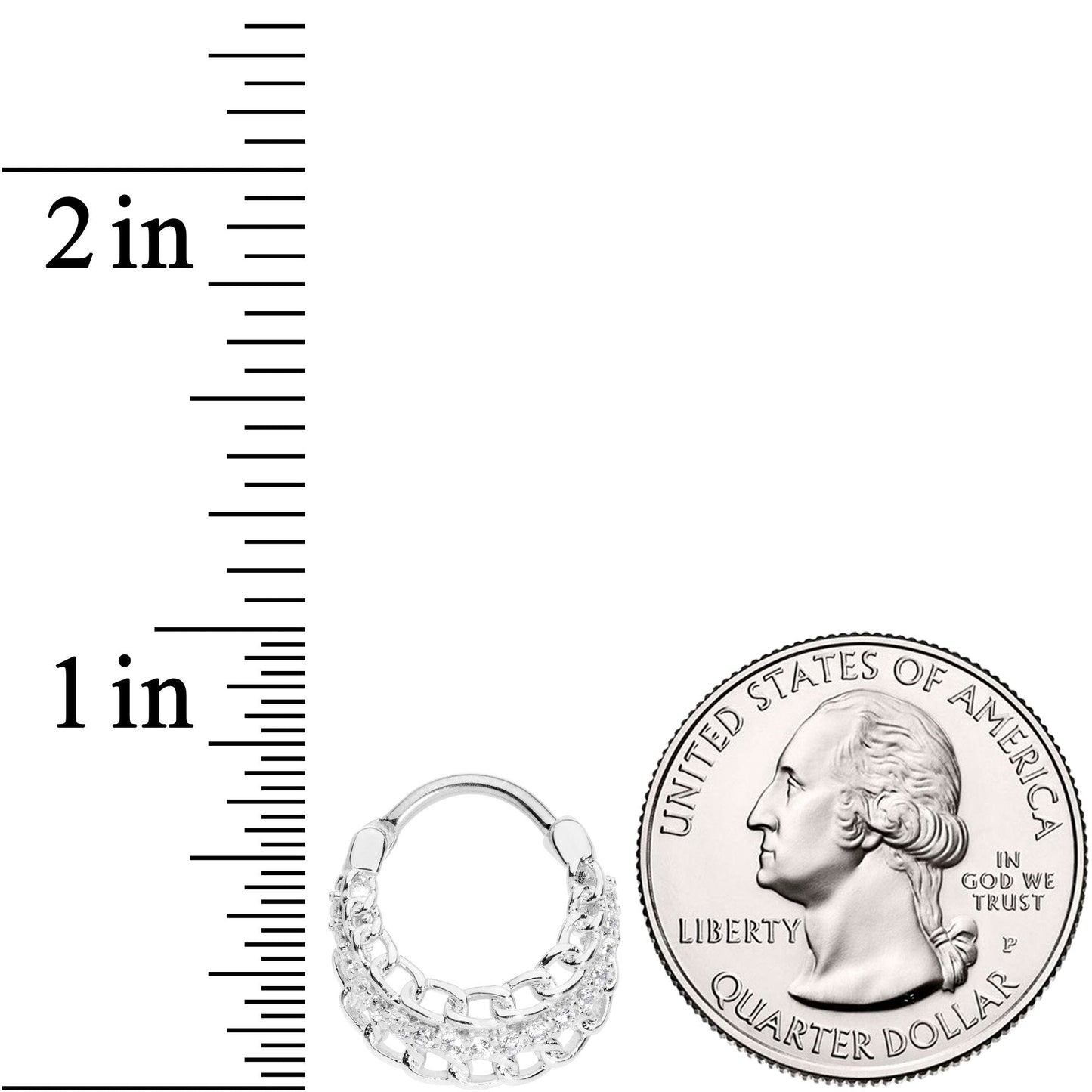 16G 3/8 Clear CZ Gem Chain Hinged Septum Ring