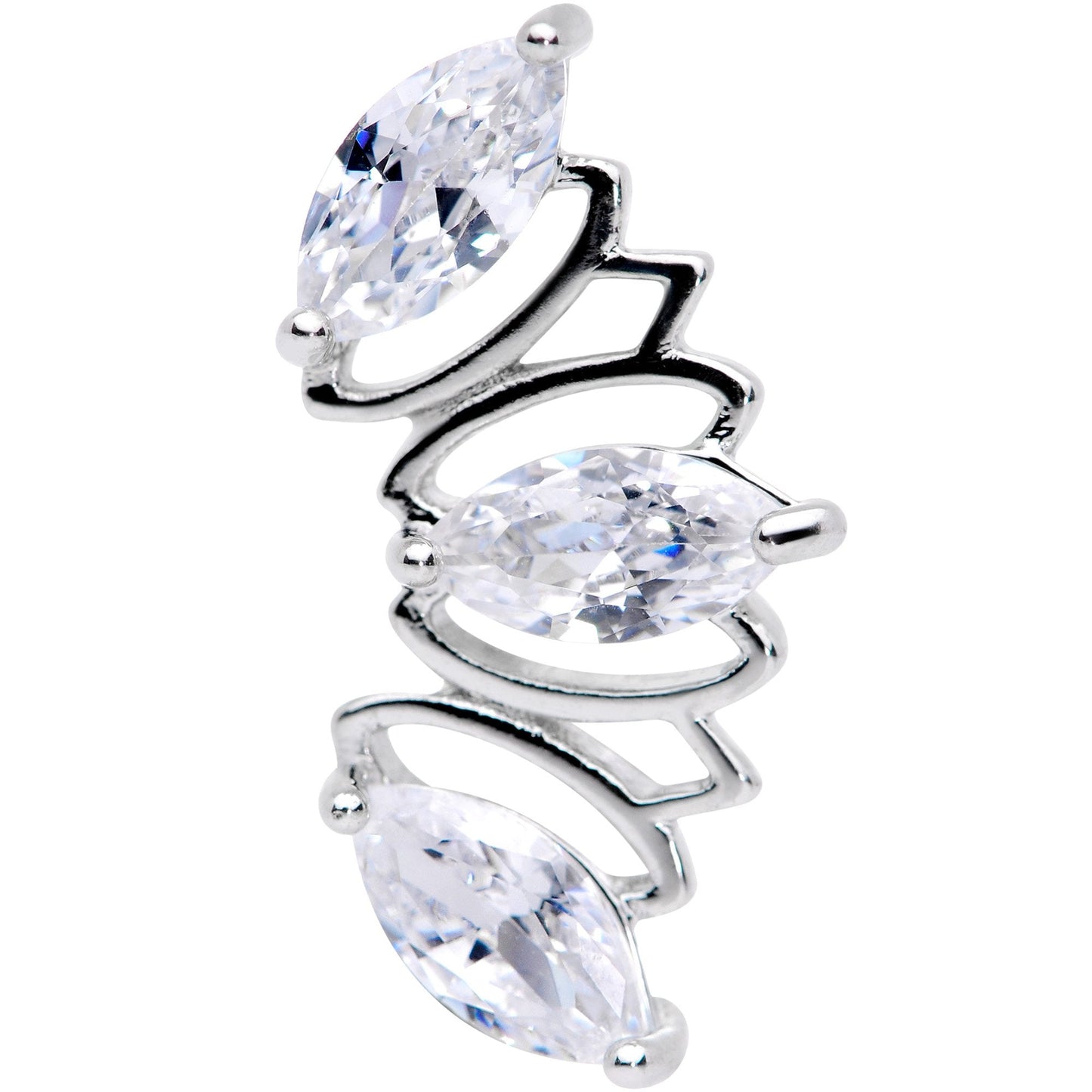 18G 5/16 Clear CZ Gem Geometric Crest Cartilage Tragus Earring