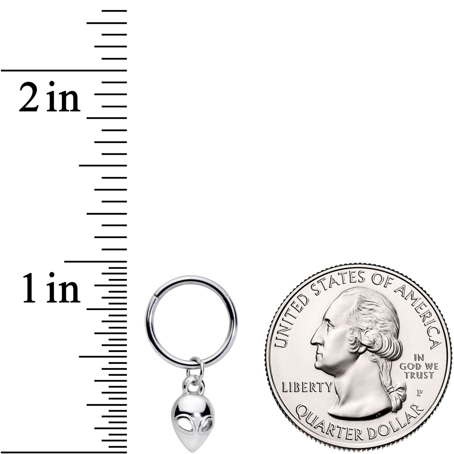 16G 3/8 Open Eyed Alien Invader Dangle Hinged Segment Ring