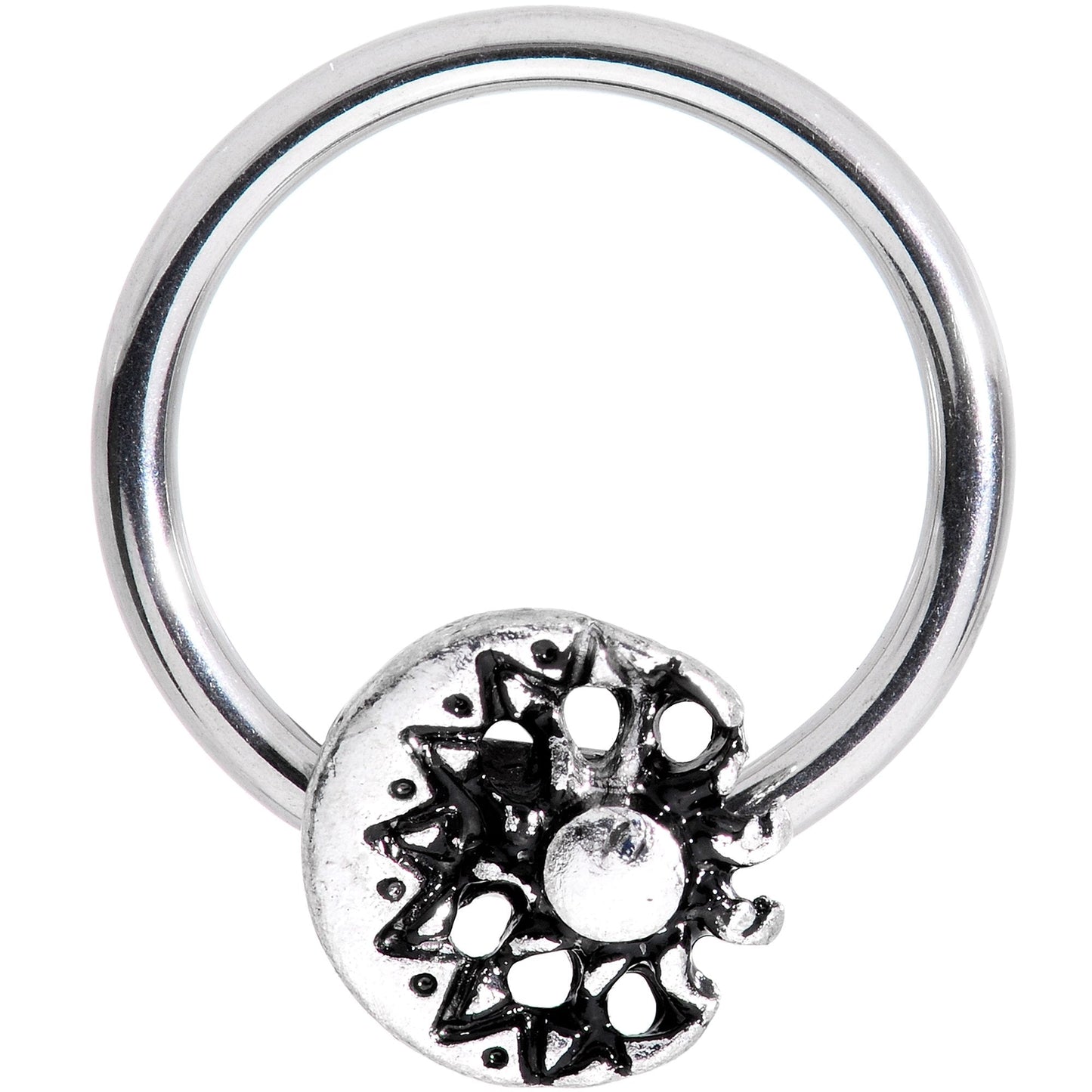 16G 3/8 Moon Cradling the Sun BCR Captive Ring