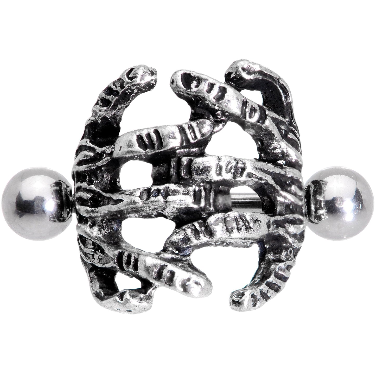 16G 7/16 Scary Halloween Skeleton Hands Cartilage Cuff