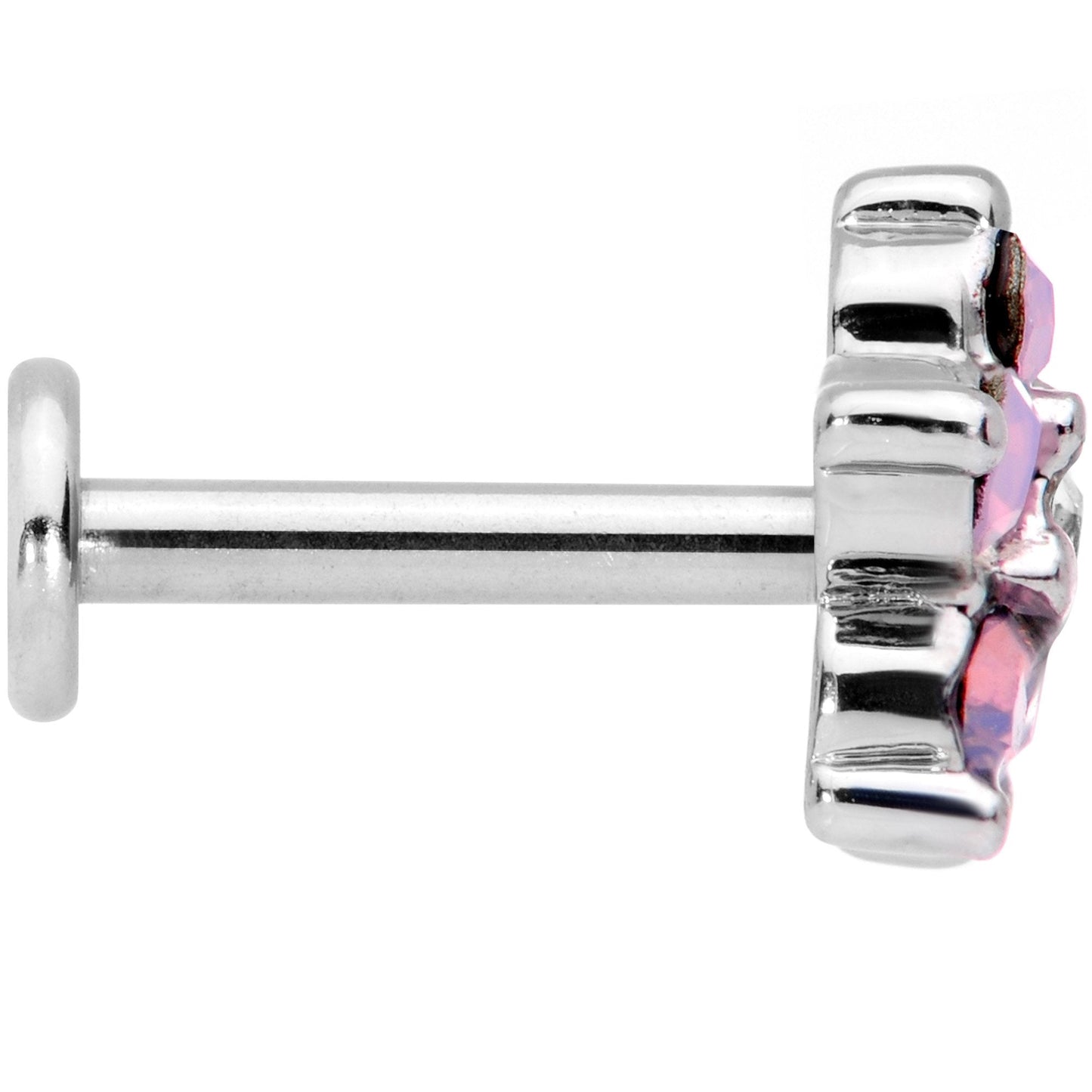 16G 5/16 CZ Gem Pink Faux Opal Flower Internally Threaded Labret