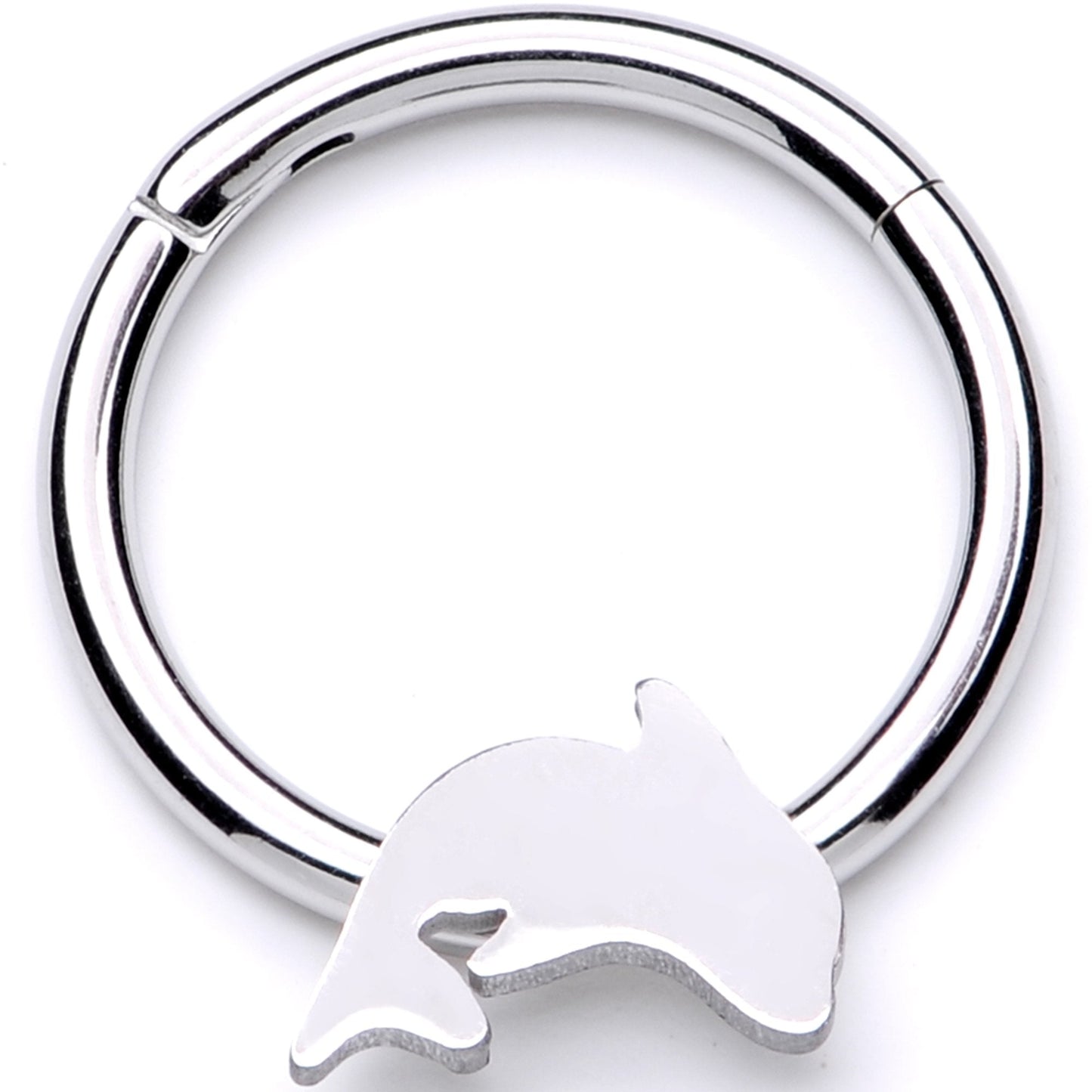 16G 3/8 Leaping Dolphin Hinged Segment Ring