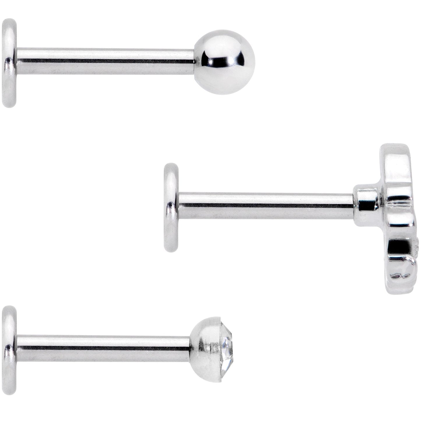 16G 5/16 Clear Gem Winter Penguin Labret Monroe Tragus Set of 3