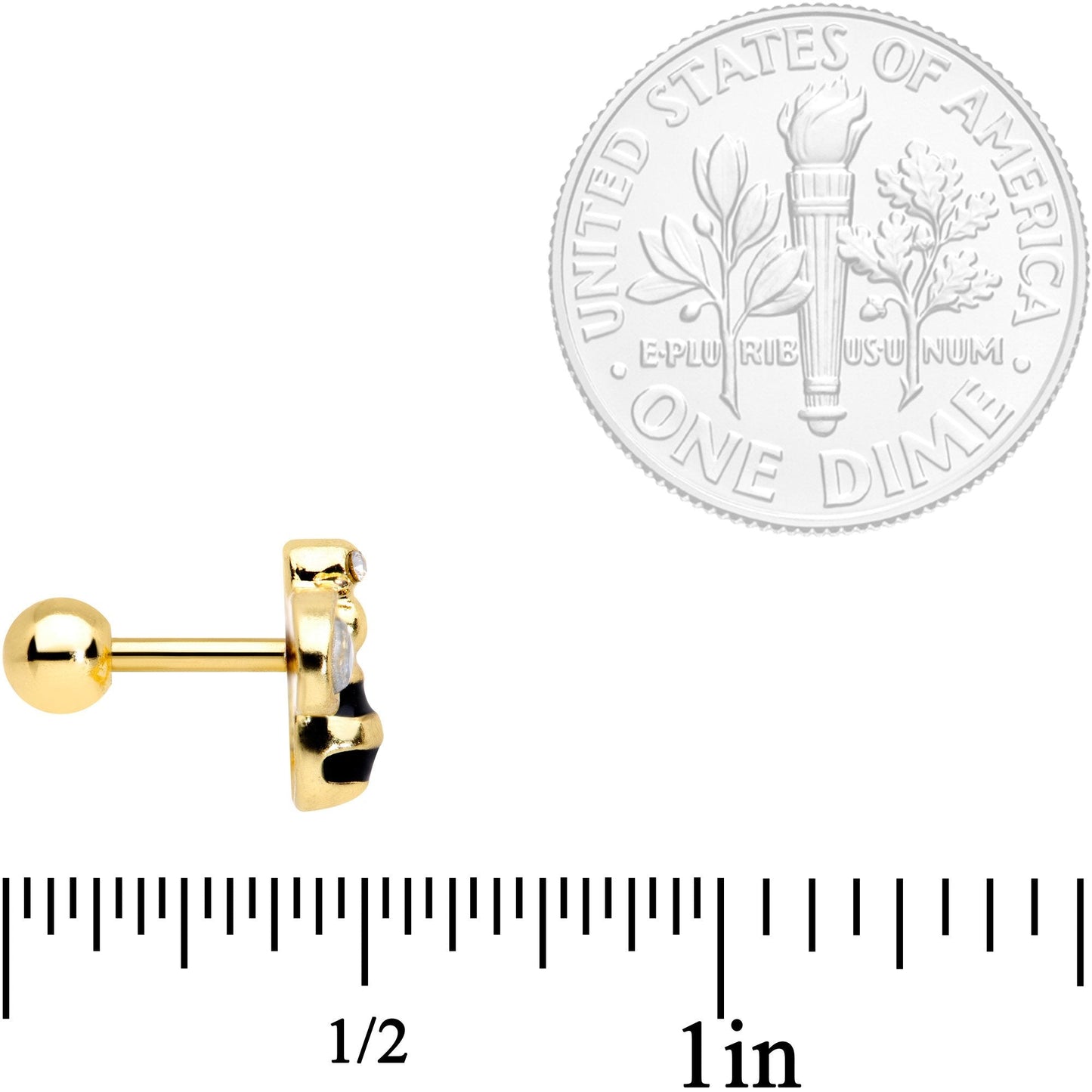 16G 1/4 Clear Gem Gold Tone Bling Bumblebee Cartilage Tragus