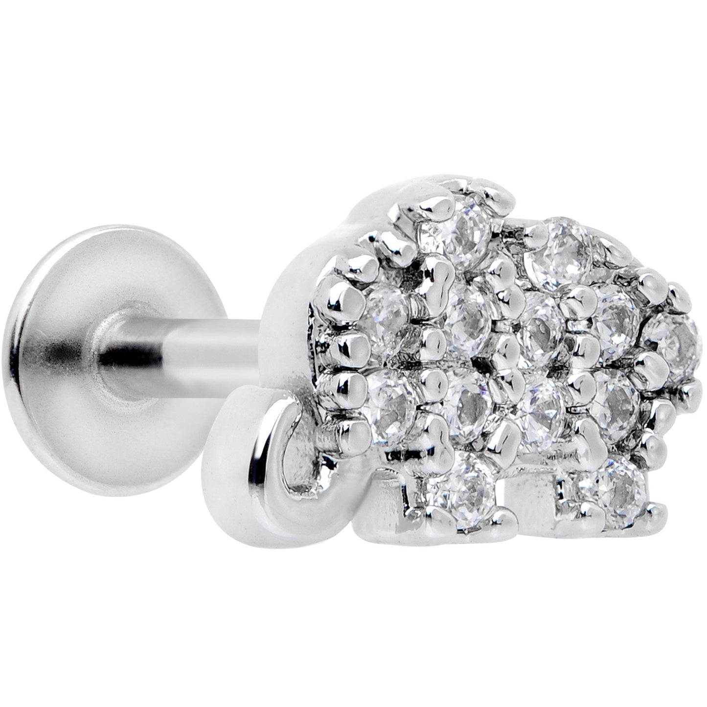 16G 5/16 Clear CZ Gem Lucky Elephant Labret Moroe Tragus