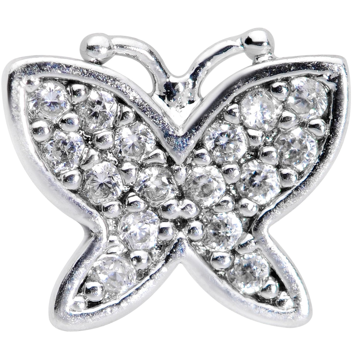 16G 5/16 Clear CZ Gem Spring Butterfly Labret Monroe Tragus