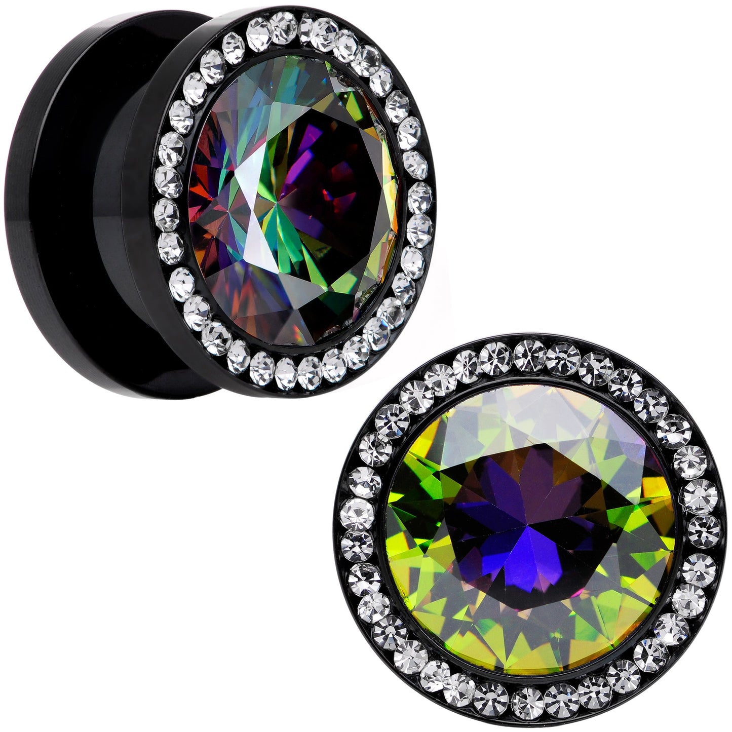 Vitrail Clear CZ Gem Black Hypnotic Screw Fit Plug Set
