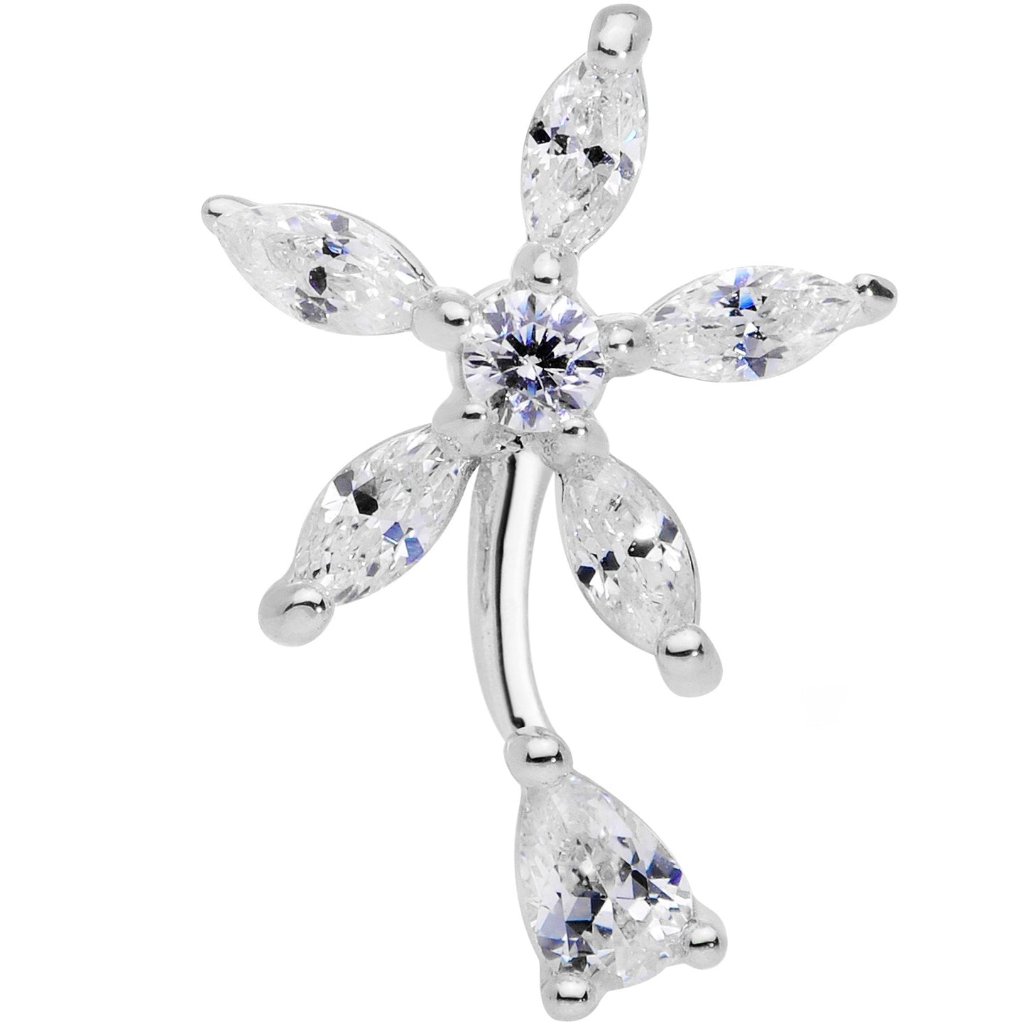 16G 1/4 Clear CZ Gem Flower Cartilage Tragus