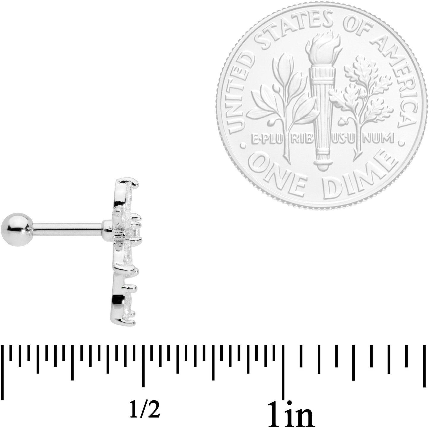 16G 1/4 Clear CZ Gem Flower Cartilage Tragus
