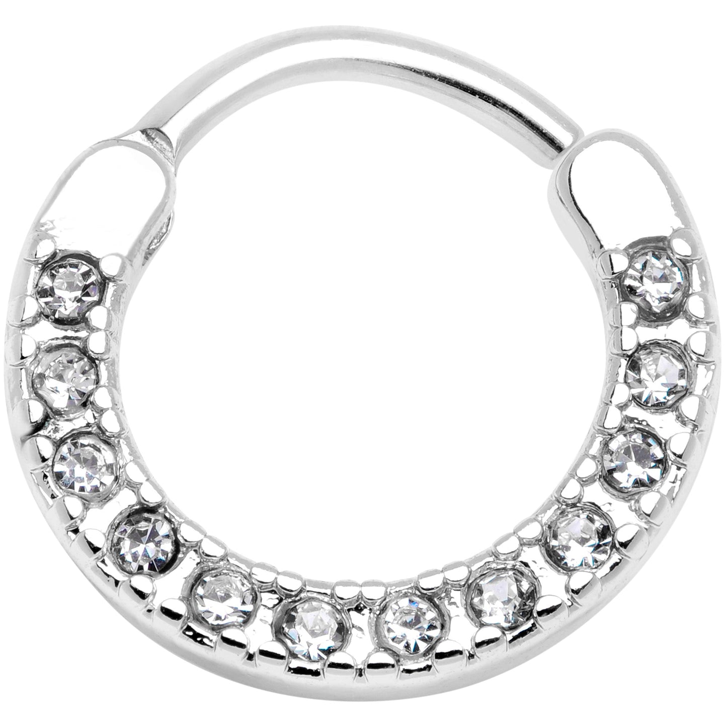 16G 3/8 Clear Gem Paved Septum Clicker