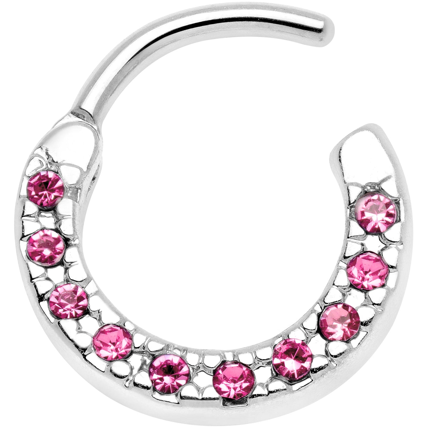 16G 5/16 Pink Gem Paved Cartilage Clicker