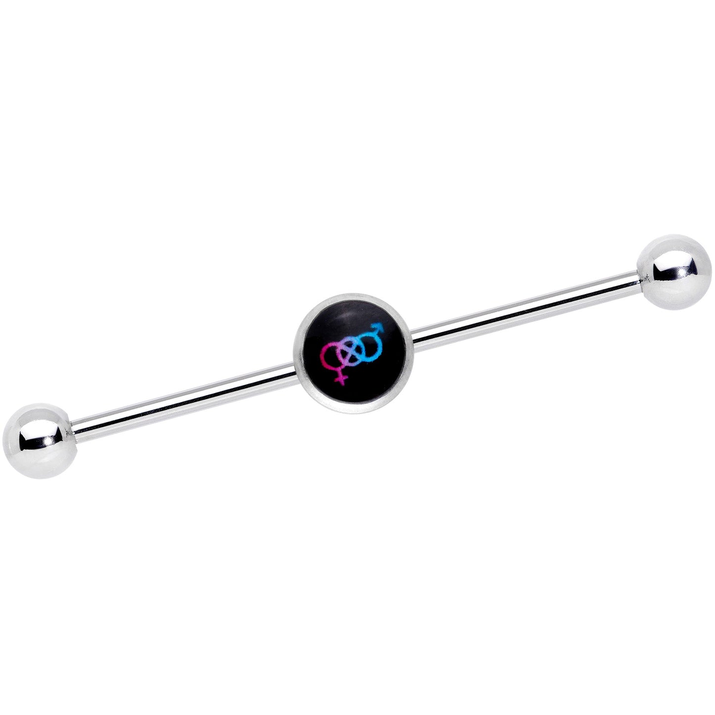 14G Pink Purple Blue Bisexual Pride Logo Industrial Barbell 38mm