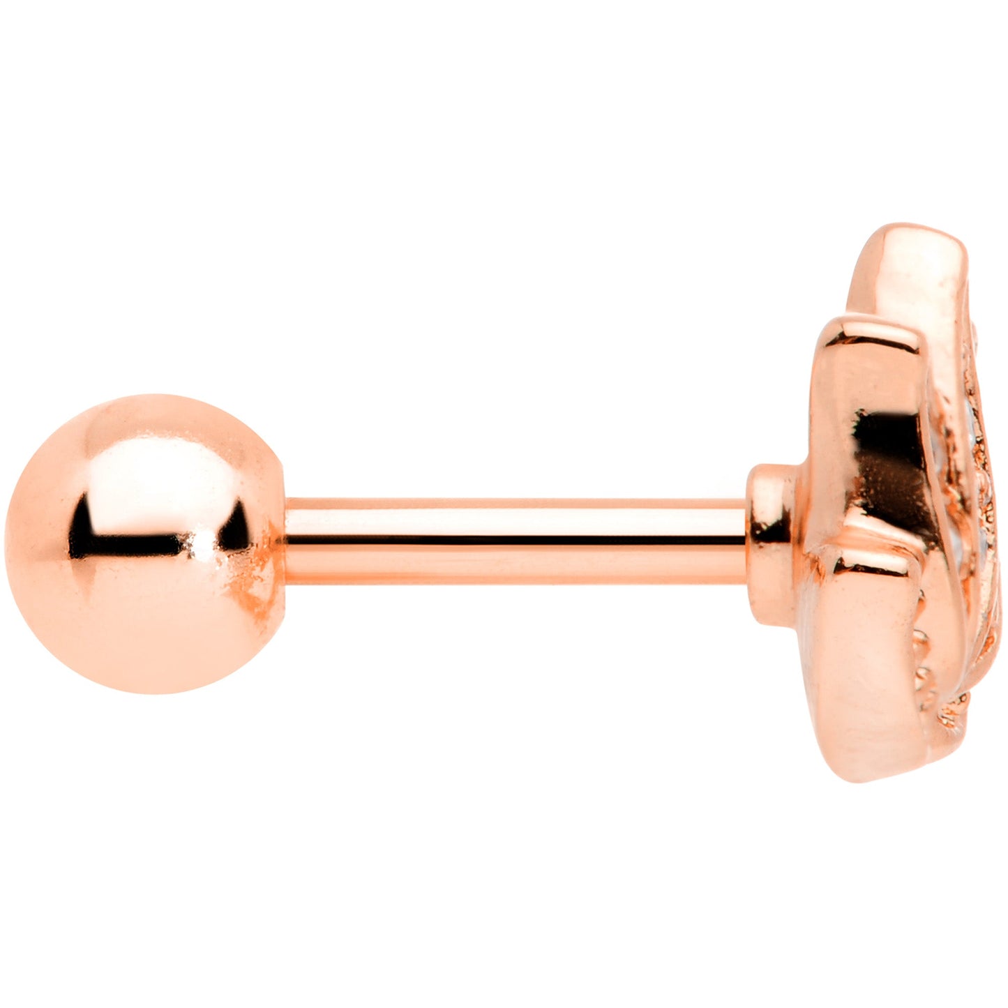 16G 1/4 Clear Gem Rose Gold Tone Lotus Flower Cartilage Tragus Earring
