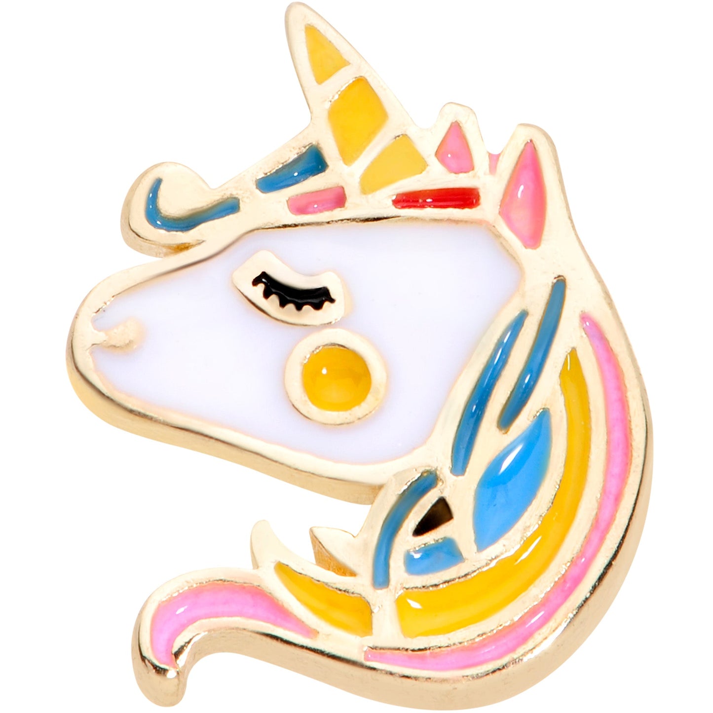 16G 1/4 Gold Tone Pastel Unicorn Cartilage Tragus Earring