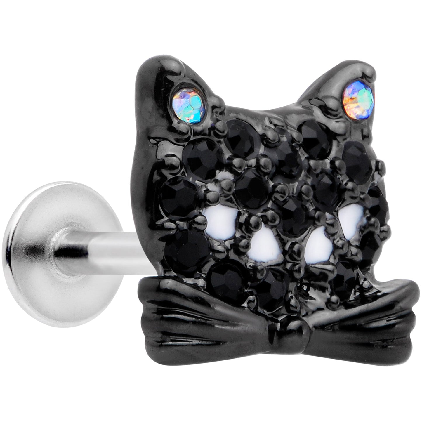 16G 5/16 Black Aurora Gem Crafty Kitty Cat Labret Monroe Tragus