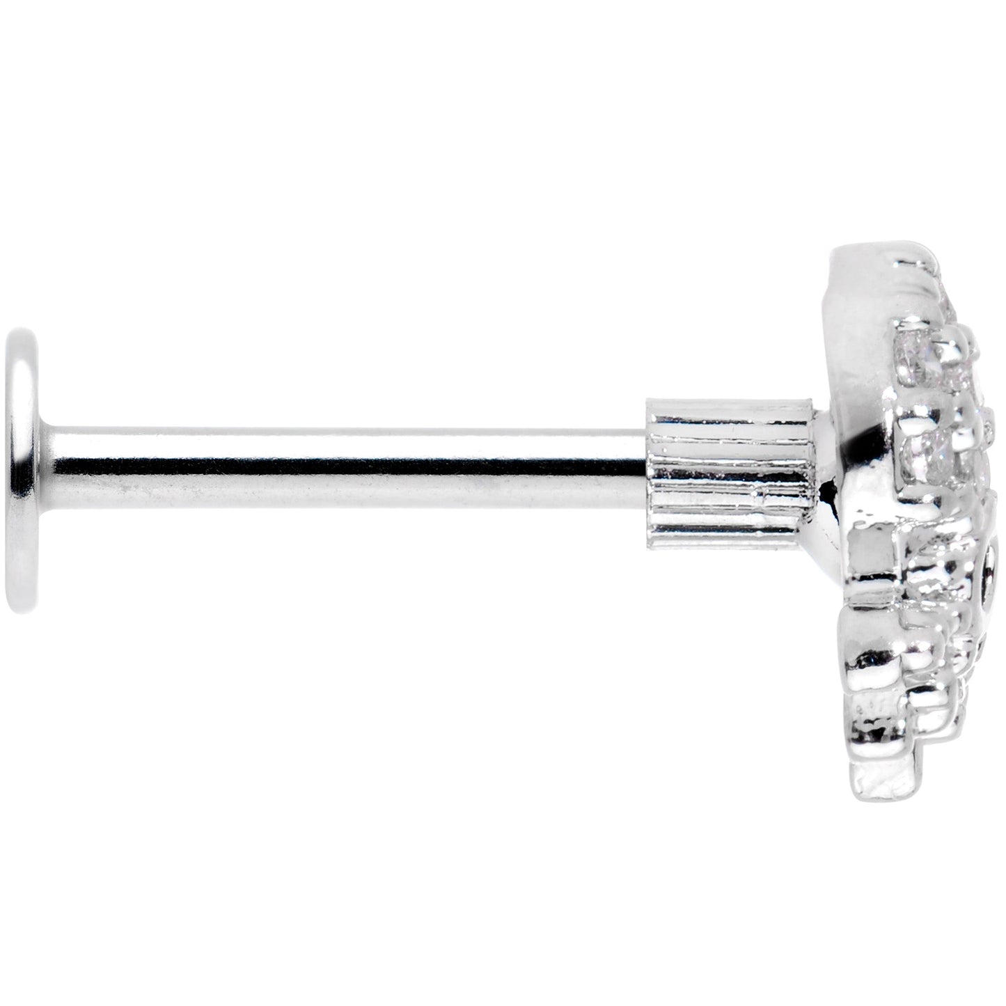 16G 5/16 Clear Black CZ Gem Octopus Internally Threaded Labret
